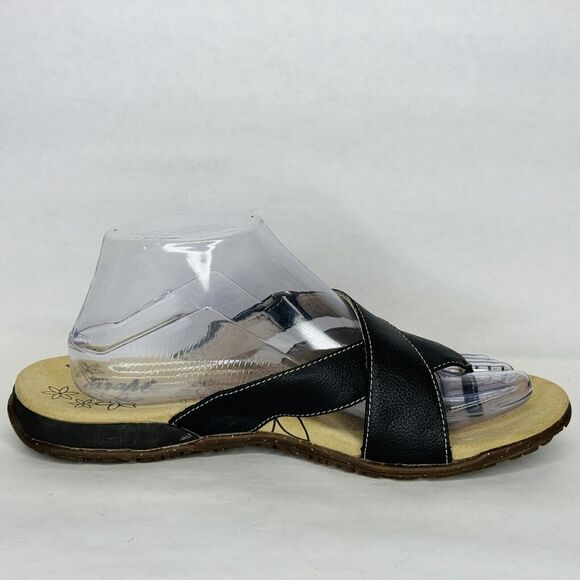 Tara M Emily Womens Sandals Shoes Size 10 Black Leather Adjustable Strap Slip On - Picture 6 of 11